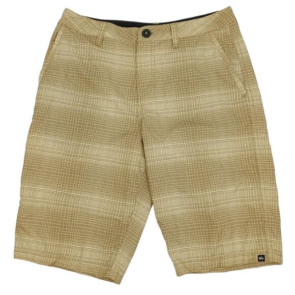 Quiksilver Tan & White Printed Hybrid Bermuda Shorts Men's 30 Mid Rise Summer - Picture 1 of 9